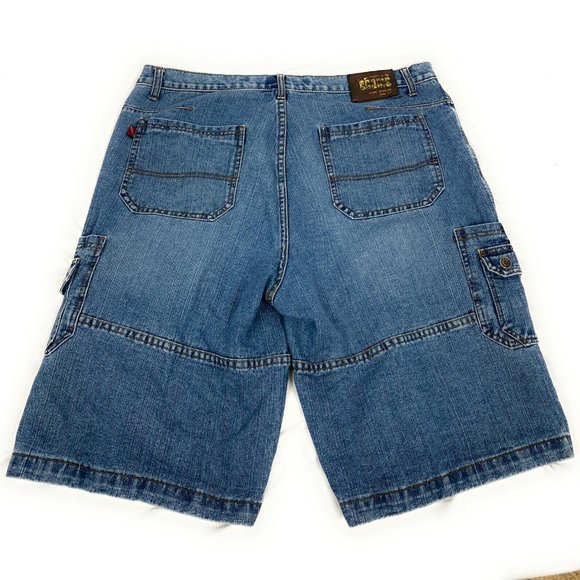 Chams Men Denim Shorts Cargo Zipper Size 40 - Picture 2 of 6